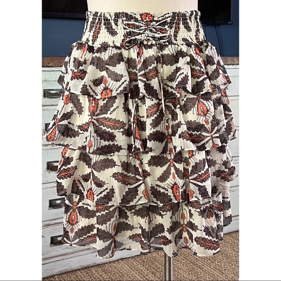 Anthropologie Let Me Be Lace-Up Ruffled Mini Skirt XL - Picture 1 of 10